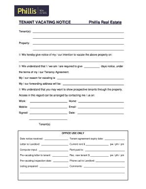 Tenant Vacating Notice