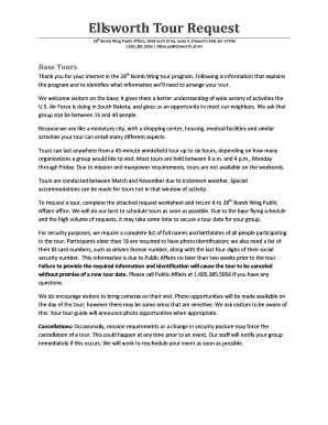 Ellsworth Air Force Base Tour Request Form