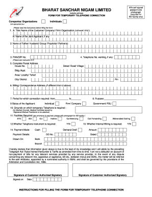 Temporary Telephone Connection Application