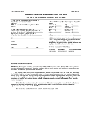 Stow Income Tax Reconciliation Form