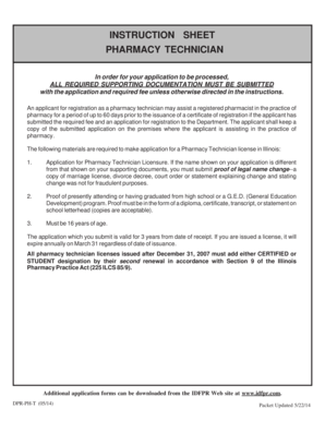 Illinois Pharmacy Technician License Application