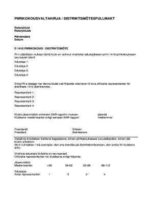 Rotary Club District Meeting Proxy Form