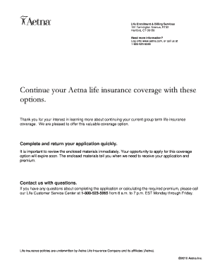 Aetna Life Insurance Conversion Application