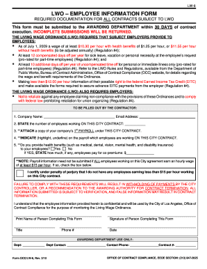 LWO Employee Information Form