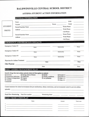 Asthma Student Action Information Form