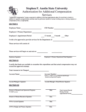 Authorization for Additional Compensation Services