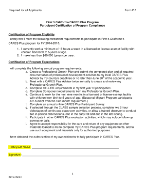 First 5 California CARES Plus Program Participant Application
