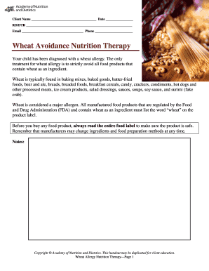 Wheat Avoidance Nutrition Therapy
