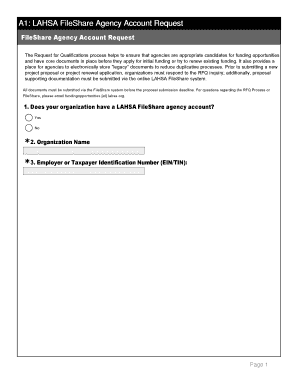 LAHSA FileShare Agency Account Request Form