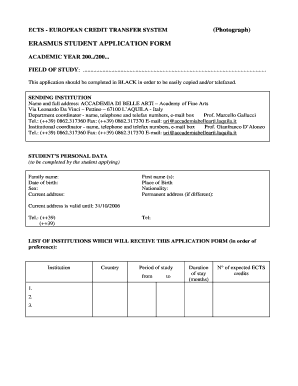 Erasmus Student Application Form