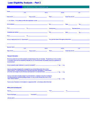 Loan Eligibility Analysis Form