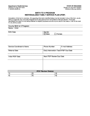 Wisconsin Birth to 3 Program Individualized Family Service Plan