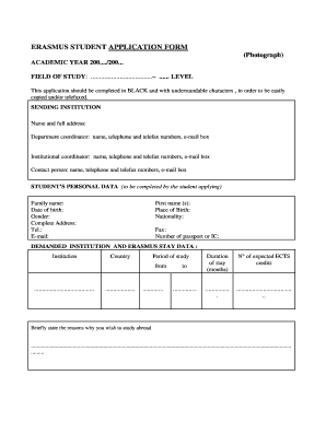 Erasmus Student Application Form
