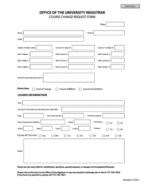 Course Change Request Form