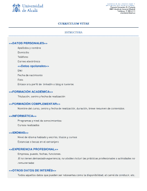Modelo de Curriculum Vitae