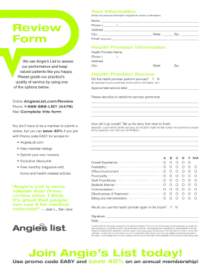 Health Provider Review Form