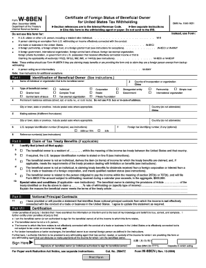 Form W-8BEN for US Tax Withholding
