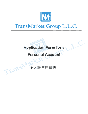 Personal Account Application Form