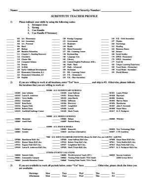 Substitute Teacher Profile Form