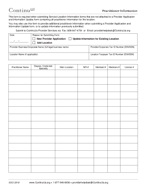 Practitioner Information Form