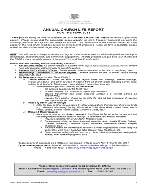 2013 Annual Church Life Report