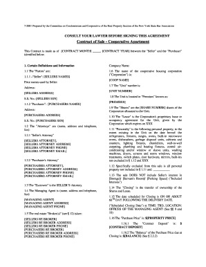 Cooperative Apartment Contract of Sale