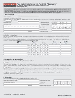 First State Global Umbrella Fund Redemption Form