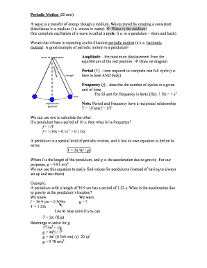 Periodic Motion Worksheet