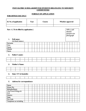 Post-Matric Scholarship Application for Minority Students