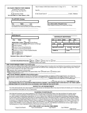 Alabama Protection from Abuse Act Order