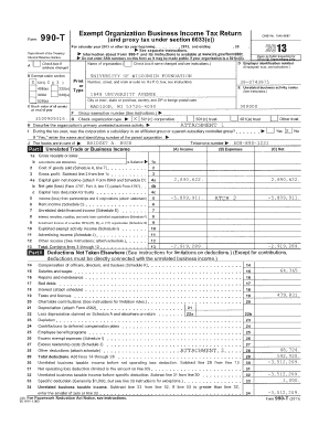 Form 990-T Exempt Organization Business Income Tax Return
