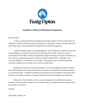 Fasig-Tipton Ownership Transparency Form
