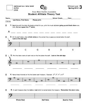 Texas Music Theory Test Level 3