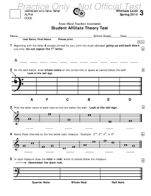 Texas Music Theory Test Form