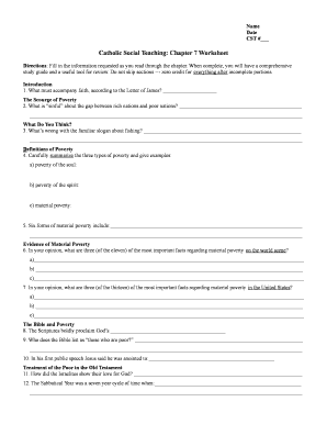 Catholic Social Teaching Chapter 7 Worksheet - marianhs