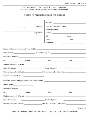 Illinois Notice to Withhold Income for Support