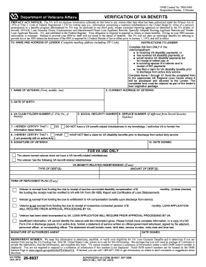 Verification of VA Benefits