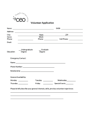 Volunteer Application Form