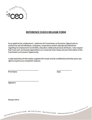 Reference Check Release Form