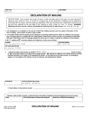 Declaration of Mailing