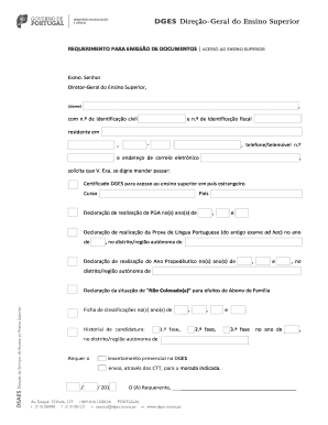 Requerimento para Emissão de Documentos | Acesso ao Ensino Superior