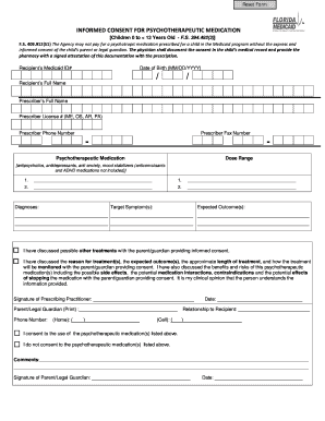 Informed Consent for Psychotherapeutic Medication