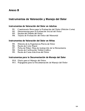 Instrumentos de Valoración y Manejo del Dolor