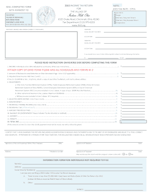2015 Indian Hill Income Tax Return