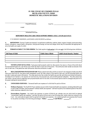 Ohio Child Support Health Care Order