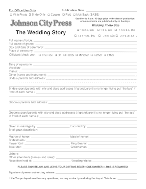 Wedding Announcement Form