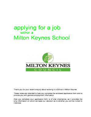 Milton Keynes School Job Application Form