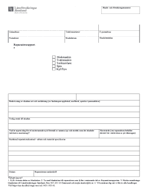Swedish Household Appliance Insurance Claim Form