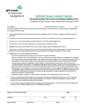 Girl Scout Cookie Program Permission Form