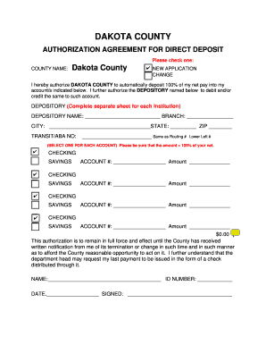 Dakota County Direct Deposit Authorization